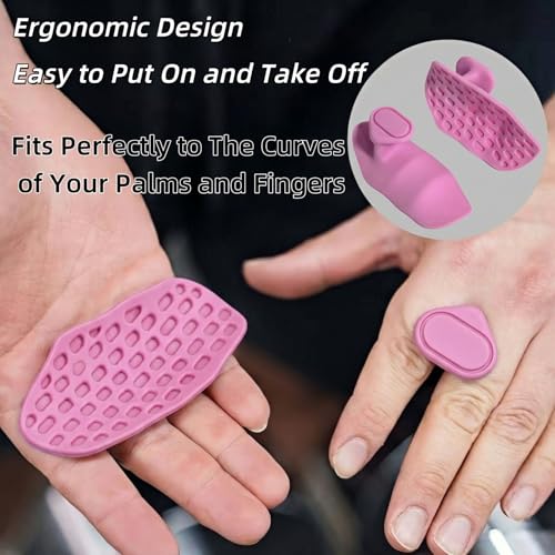 Anti-Slip Workout Grips, Ergonomic Workout Gloves, Weight Lifting Grips, for Men and Women, Silicone Gym Grips Pads, Soft, Palm Protection, Suitable for Various Fitness Training - color: Pink
