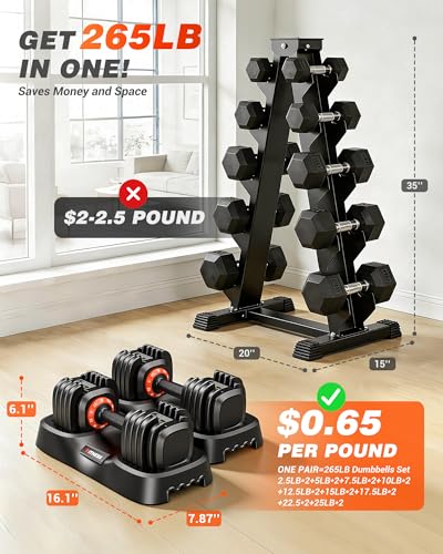 Rendpas Adjustable Dumbbells Set 25/55/80lbs, 10-in-1/16-in-1 Free Weights Set, 1-Second Quick Adjust,Space-Saving Home Gym Strength Training for Men Women - size: 25LBS Pair-10 Weights