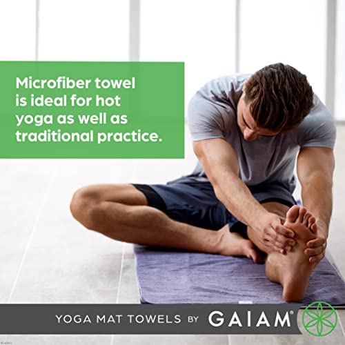 Gaiam Yoga Mat Towel Microfiber Mat-Sized Yoga Towel for Hot Yoga - color: Heron Lilac, size: 24"W x 68"L (Pack of 12)