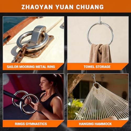 4.02 inch Metal O Rings,Stainless Steel Round Ring Buckles 5/16" Wire Diameter,metal rings for crafts,Solid Welded Loop(8, ID5/16*D4.02(100mm)) - size: ID5/16"*D4.02"(100mm)