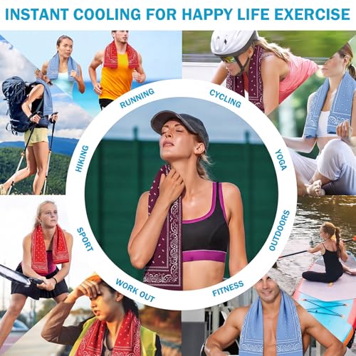 12 Pcs Paisley Cooling Towel for Neck and Face, 40 x 12 Inch Soft Microfiber Breathable Chilly Ice Towel, Stay Cool Sweat Rags for Sports Biking Hiking Running Yoga Golf Camping - style: Paisley