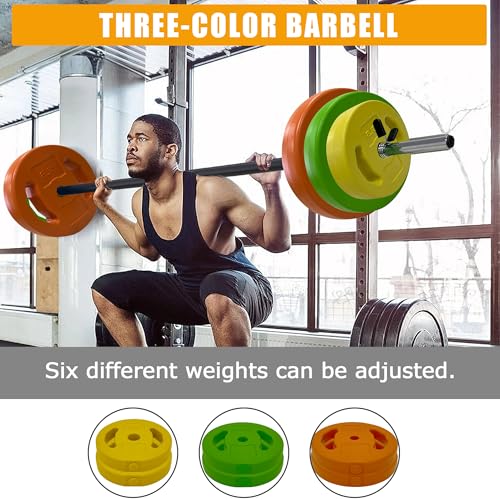 40 LBS Adjustable Barbell for Lifting, Barbell Weight Set with Round PU Coated Plates & 51 Inch Bar, Cardio Pump Set, Adjustable Free Weights for Home Gym Strength Training - color: Multi-color-Round-40LB