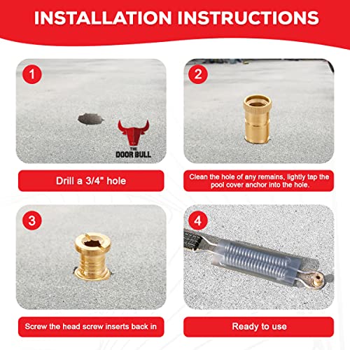 The Door Bull Brass Pool Cover Anchors for Concrete & Pavers Deck | Universal Size Fits 3/4" Hole, Ideal for Inground Pool Safety Covers, Durable & Easy to Install - 20 Pack - size: 20 Pack