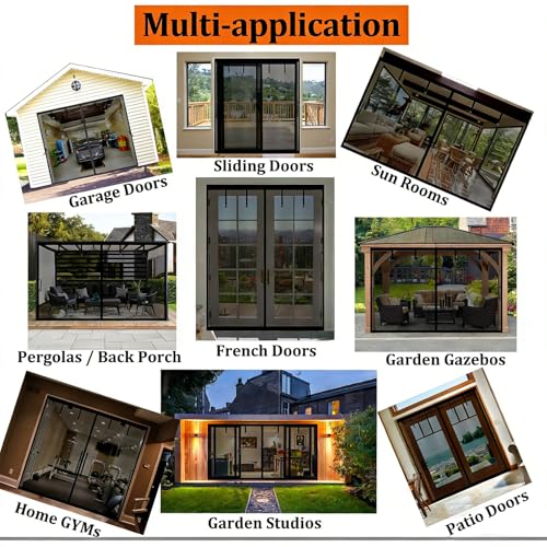 Magnetic Garage Door Screen 11x7 FT for 1 Car Garage, 11x7FT Fiberglass Screen Door, Heavy Duty Privacy Garage Net Screen, Hands-Free with 8 Roll Up Straps for Patio, Outdoor, Gym, Sun House Porch - size: 11x7ft