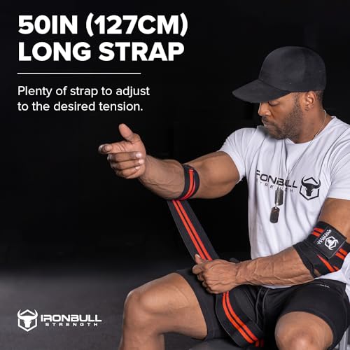 Elbow Wraps for Weightlifting (1 Pair) - 50" Elastic Elbow Braces for Weight Lifting - Elbow Support for Bench Press, Powerlifting, Fitness, & Gym Workout - Gym Elbow Straps Weightlifting - Elbow Compression Strap Brace - color: Black/Red