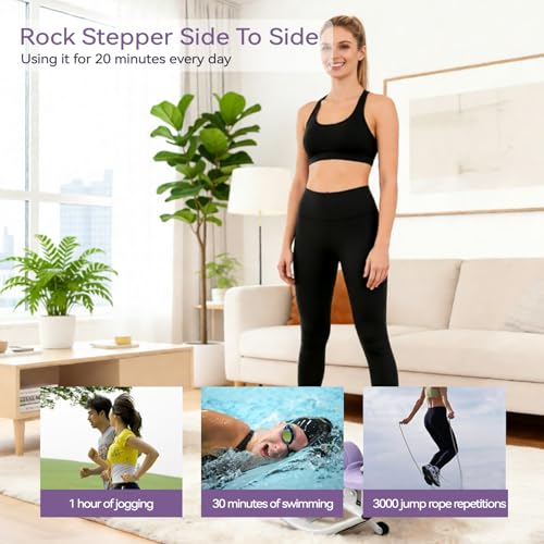 Rock Stepper with Resistance Bands - Ultra-Quiet Hydraulic Lateral Stepper, Fully Assembled Side to Side Step Rocker for Home Office, 250LBS Capacity - color: Purple