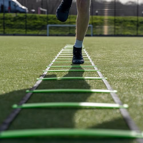 QUICKPLAY Agility Ladder 29.5ft - 20 Rungs, Adjustable Spacing | Flat anti-trip design, Adjust per drill, Sprint & footwork work, Carry bag, Turf, grass or gym, All levels