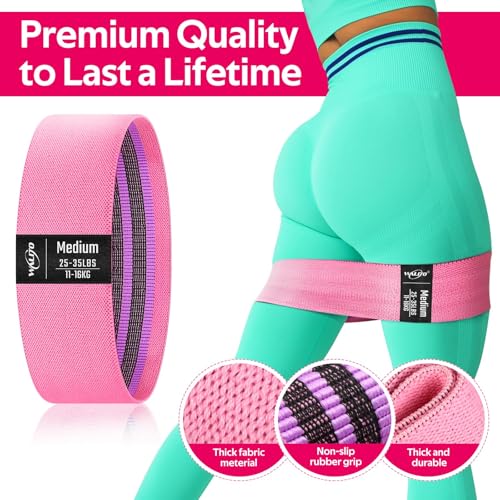 WALITO Resistance Bands for Working Out, Fabric Exercise Bands for Legs and Butt, Workout Bands for Women and Men, Booty Band for Yoga Starter Set, Pilates, Rehab, Fitness and Home Workout - color: 3.Grey,Pink,Black