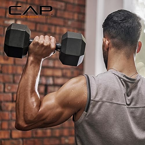 CAP Barbell 150 LB Coated Hex Dumbbell Weight Set with Vertical Rack | Multiple Options - color: Green Rack, style: Black Handle