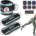 BAGAIL Ankle Straps for Cable Machines (2 Pack), Double D-Ring Ankle Cuffs with Extra Thick Padding, Adjustable Fit for Women & Men Glute Kickbacks, Hip Abductors & Leg Curls, Includes Mesh Bag - color: Light Blue