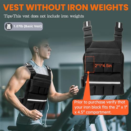 Weighted Vest for Men Women, Adjustable Tactical Weight Vests for Rucking Walking Running Crossfit Strength Training (Without Weight Blocks) - color: Black