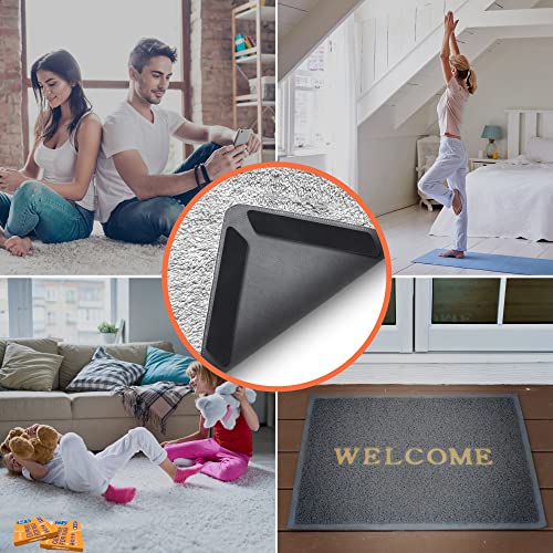 ZONGOOL 12Pcs Rug Tape Gripper No Floor Damage Double Sided Non Slip Carpet | Reusable Washable Grippers No Residue Secure Rug Corners For Hardwood Tile&Laminate Floors Renter Safe Anti-Curl Rug Stickers - color: Black