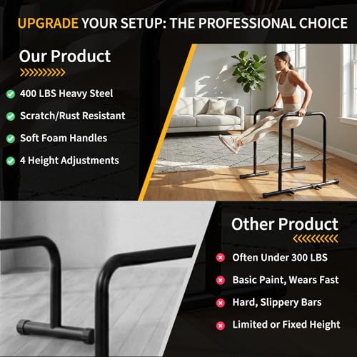 NEWBULIG Dip Bar Station, Adjustable Parallel Parallettes Bar with Soft High-Density Foam Handles, Heavy Duty Dip Stands Workout Equipment for Home, Gym, Patio, Office - color: Inky Black