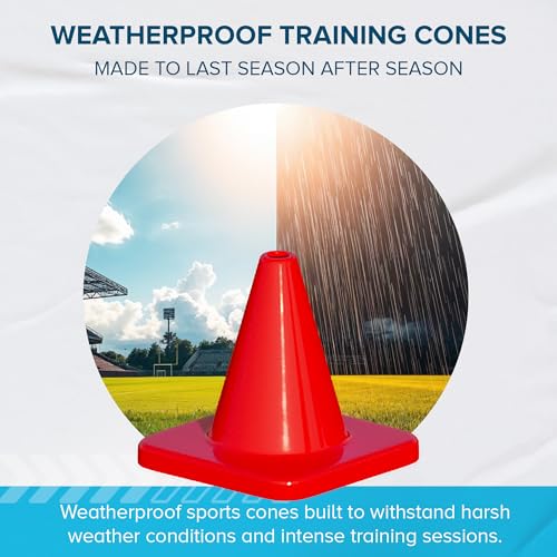 LVL10 Pro Training Cones - 6" Soccer Training Cones for Sports - for Basketball, Football, Basketball and Agility Drills - Soccer Field Markers that Won't Crack, Slide or Fly - color: Neon Green, style: 20 Pack