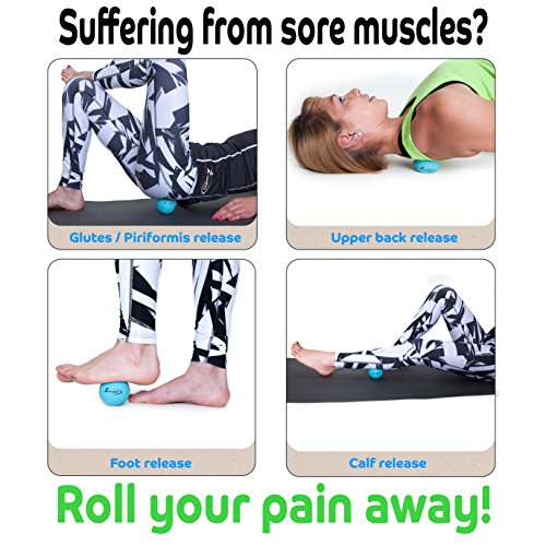 Therapy Massage Ball - Instant Muscle Pain Relief. Proven Effective for Myofascial Release, Deep Tissue Pressure, Yoga & Trigger Point Treatments. Set - 2 Lacrosse Balls W/Mesh Bag - color: 2 Balls - Size 2.5in - Purple