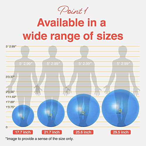 Primasole Exercise Ball for Balance Stability Fitness Workout Yoga Pilates at Home Office & Gym Birthing Ball for Pregnancy, Office Ball Chair - color: Blue, size: 45 cm