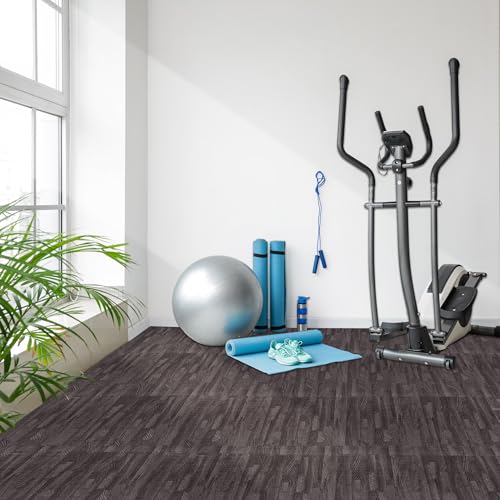 Sorbus Wood Grain Floor Tiles Foam Mat EVA Interlocking Mats Tile 3/8-Inch Thick Flooring Wood Puzzle Exercise Mats w/Borders - Home Playroom Basement, Apartment, Trade Show, Baby, Dance - color: Carbon, size: 36 Pack