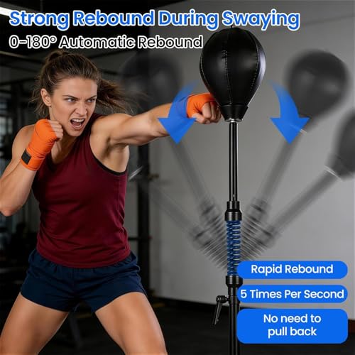 Boxing Reflex Bag, Punching Bag with Stand, 57-72.8 Inches Height Adjustable to Increase Speed, Reflex, and Stamina, Boxing Equipment for Training, Boxings Equipment, Stress Relief and Fitness