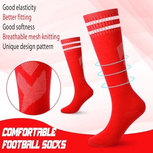 Soccer Shin Guards and Socks Kids Youth Lightweight Soccers Pads Defender with Ankle Protection Ski Shin Guards Football Equipment for Age 4-14 Toddler Boy Girl - color: Red, size: Small