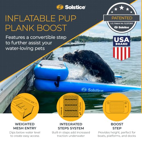 SOLSTICE Inflatable Pup Plank, Dog Water Ramp for Boats & Docks, Boost Step - size: BOOST Step (220 Pounds)