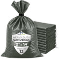 Heavy Duty Sand Bags Pack of 12, Army Green Empty Sandbags with Built-In Ties, Woven Polypropylene UV Protection 1600 Hours, Fillable Bags for Flood Control, Weight, 10x14 inches, 15 Pounds Volume - size: 10"W x 14"L, style: Pack of 12