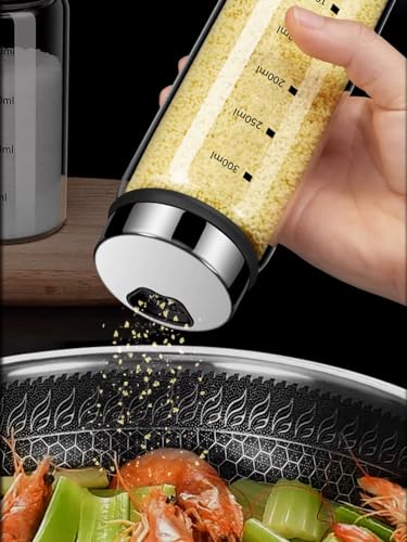 Verdental 10 oz Salt Pepper Shakers with 3 Adjustable Outlet Holes | Clear Glass Shaker Bottles Spice Seasoning Cans for Kitchen Decor Home Restaurant BBQ Camping Farmhouse Kitchen Accessories - size: 300ML(2.36*6.81 IN)