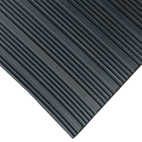 Rubber-Cal 03_167_W_CO_06 Composite Rib Corrugated Rubber Floor Mats, .13 inch Thick x 3ft x 6ft Roll, Black - size: 72"L x 36"W x 0.1"Th