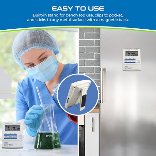 Sper Scientific Talking Timer with Audible Countdown Voice Announcements 810038 - Large LCD Display, Hands-Free Timer with Loud Alarm & Memory Recall - Perfect for Cooking, Labs, Fitness & more - 4 pc - size: 4 Pack