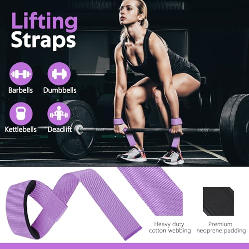 WALITO 8Pcs Barbell Pad Set for Hip Thrust - Squat Pad,Gym Accessories for Women with Bar Bad,Bench Press, with Gym Ankle Straps,Resistance Bands for Working Out,Lifting Strap,Carry Bag - color: Purple