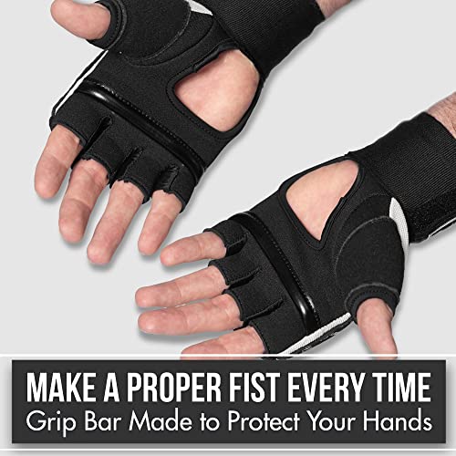Quick Gel Boxing Wraps Under Boxing Gloves - Kickboxing MMA Muay Thai - Fist, Knuckle, Wrist Wrap Protection Inner Glove Hand Wraps - Men Women Kids - color: Black/White, size: X-Small
