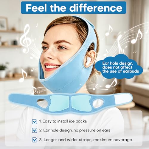 Wisdom Teeth Ice Pack Head Wrap Jaw Face Ice Pack for Wisdom Teeth Removal Extraction Toothache Pain Relief Facial Face Oral Surgery TMJ Tonsillectomy Recovery Must Haves (Light Blue) - color: Light Blue