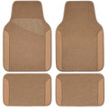 CAR PASS Beige Leather & Waterproof Car Carpet Floor Mats, Universal Car Mats Fit for SUV,Vans,sedans, Trucks,Set of 4pcs Car Carpet with Anti-Slip nibbs Driver Heel Pad (All Beige) - color: All Beige