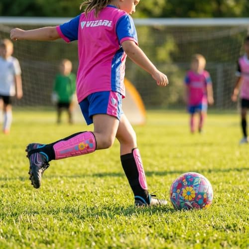 Vizari Blossom Pink/Blue Shinguard - size: Small