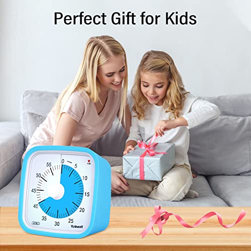 Yunbaoit Visual Timer, Silent 60-min Countdown Timer for Kids, Blue Blue | Protective Case, Time Management Tool, Mute and Ringing Alarm Available, Low Power Reminder, for Study,Game,Work,Fitness etc - color: Blue Blue