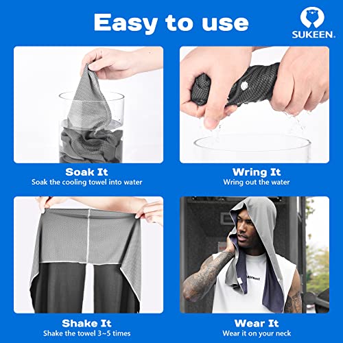 Sukeen Cooling Hoodie Towel, Absorbent Quick-Drying Cooling Towels for Neck and Face, UV Sun Protection Cooling Neck Wraps Sport Head Cooling Towel Hot Weather - color: Grey