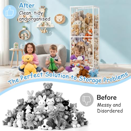 Stuffed Animal Storage Zoo Metal Toy Organizer 61x17x12.6in with Wheels - size: Large