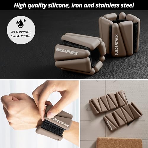Wrist & Ankle Weights, Adjustable Bands for Women & Men Workouts, Set of 2 – 2lb or 4lb (1lb or 2lb each strap) Ideal for Runs, Jogs, Walks, Yoga, Dance, Pilates, Cardio, Aerobics, Strength Training - color: Mocha, size: 4LB (2LB each)