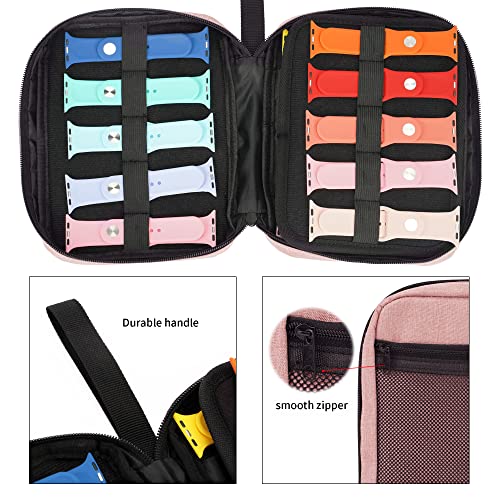 PACMAXI 20 Watch Bands Storage Carrying Case Compatible with Watches,Expandable Watch Band Holder Stores 20 Watch Bands Fit for Most Sizes of Watch Straps,Organizer for Watch Bands, Bag Only (Pink) - color: 1-pink