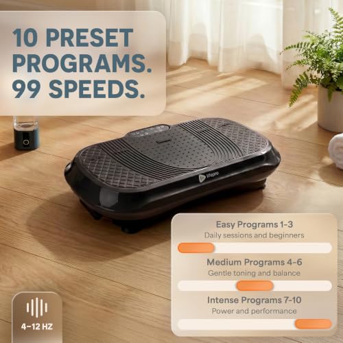 Lifepro Waver Vibration Plate Exercise Machine – High-Intensity Vibration Plate for Lymphatic Drainage – Full-Body Workout Vibrating Platform with Loop Bands – Fitness Equipment for Strength & Toning - color: Black