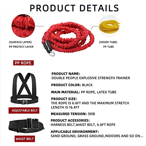 Resistance Explosive Training Rope Force Improve Power, Agility, Strength Track and Field Football Basketball Volleyball Multi-Directional Physical Equipment - color: red rope, size: 9.8FT