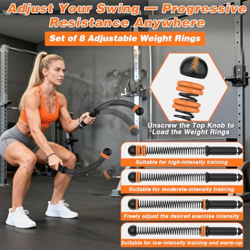 Ropeless Battle Ropes for Home Gym, Portable Cordless with Storage Bag & 8 Adjustable Weight Rings, Heavy Duty Fitness Rope for HIIT, Strength, High Calorie Burn & Low-Impact Cardio for Men & Women - color: Black