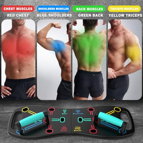HOTWAVE Push Up Board, Portable Pushup Board for Men, Foldable Push Up Bar | Multifunctional Pushup Handles for Floor, Strength Training Equipment for Home Gym, Suitable for Beginners and Teenagers - color: Black-Blue