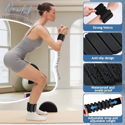 BECOJADDE Ankle Weights Set of 2 (1 lb/2 lb Each) for Women Men Adjustable Wrist Bracelet for Home Gym Weighted Bangles Wristbands Leg Arm Weights for Walking Swimming Running Pilates Yoga Gym - color: Black, size: 4 Lb Pair (2 Lb Each)
