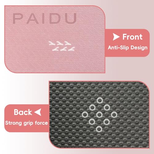 PAIDU Foldable Yoga Mat, 70"x24"x0.31" TPE Non-Slip Mat with Bag | Double‑sided non‑slip, 8mm thick TPE, foldable for travel, ideal for yoga/pilates/fitness/home/outdoor workouts - color: Pink+Black