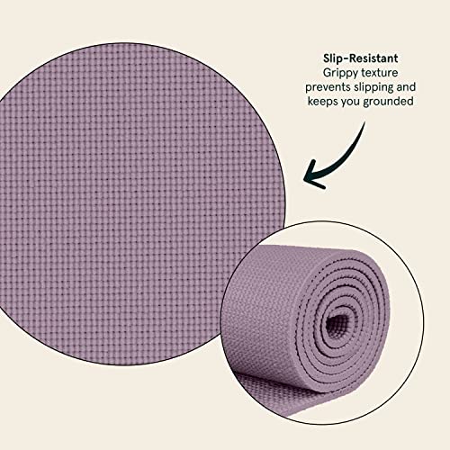Retrospec Pismo Yoga Mat w/Nylon Strap for Men & Women - Non Slip Exercise Mat for Yoga, Pilates, Stretching, Floor & Fitness Workouts, .5mm Thick, Easy to Clean - color: Violet Haze