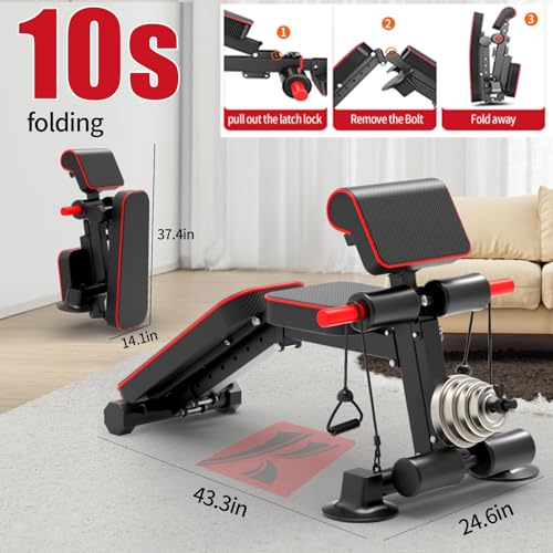 K KiNGKANG Adjustable Weight Bench,1050 lbs Foldable Workout Bench with 8 Back Positions, Incline Decline Flat Exercise Bench for Home Gym Full Body Strength Training - color: Black