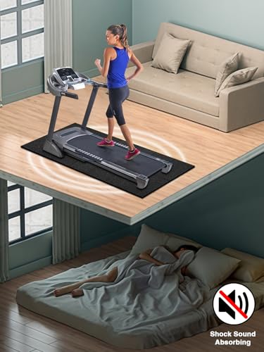 Treadmill Mat,70"x32",6mm Thickness Foldable Exercise Equipment Mat for Carpet Hardwood Floors, Compatible with Walking Pad,Spin Bike,Elliptical Trainer,Rowing Machine - size: 70"L x 32"W x 0.24"Th
