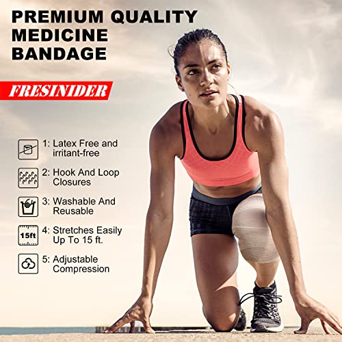 FRESINIDER Premium Elastic Bandage Wrap, 6 Pack (2x2, 2x4, 2x6) Cotton Compression Bandage with Touch Closure at Both Ends, Support & First Aid, Medical, and Injury Recovery - color: 6 Pack Mix (2, 4, 6 Inches)