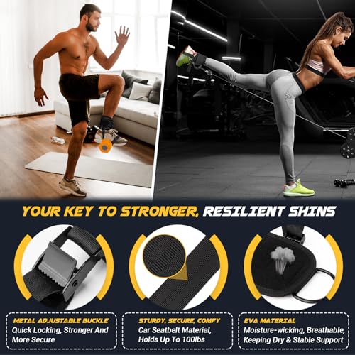 nooncrazy Ankle Straps for Dumbbell and Cable Machine, Dumbbell Foot Attachment with Longer Stronger Nylon Strap, Tibialis Trainer, Leg Extensions, Hamstring Curls for Women and Men - color: Black 1PC