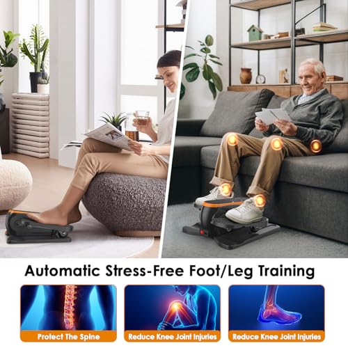 HOMGIM Under Desk Elliptical Machine - Quiet Motorized Leg Exerciser with Smart Remote, 12-Speed Manual Programs Auto/3 Auto Programs LCD Display & Bidirectional Motion for Home/Office - color: Orange